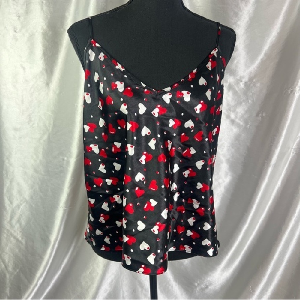Vintage Frederick’s of Hollywood Heart Print Satin Cami – Y2K Coquette Lingerie